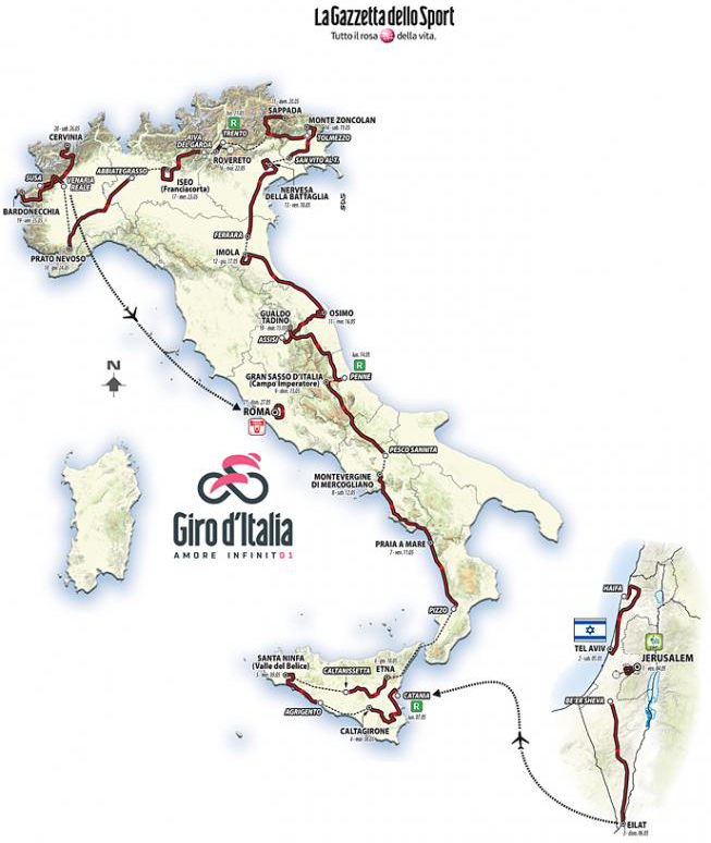 Mapa Giro de Italia 2018