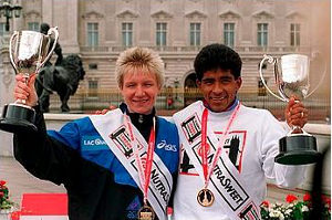 Katrin Dorre (ALE) y Dionicio Cerón (MEX) - Ganadores del Maratón de Londres 1994