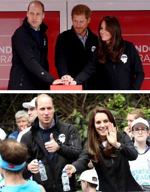 Príncipes William, Harry y Kate salida Maratón de Londres 2017