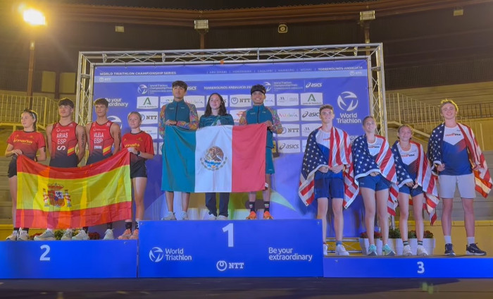 Oro para México en los Relevos Mixtos cat. 16-19 Mundial de Triatlón Torremolinos 2024